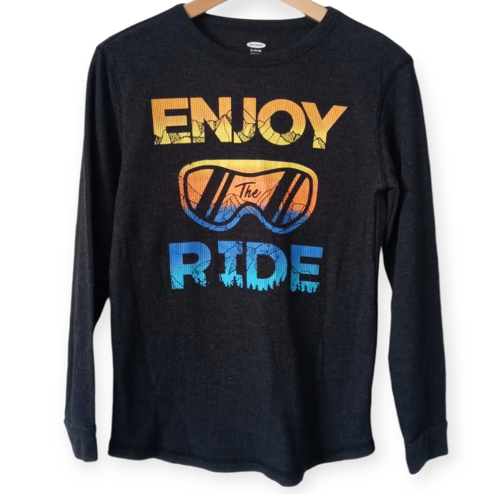 Old Navy Boys' Dark Gray Long-Sleeve Thermal Tees.Size XL(14-16) NWOT